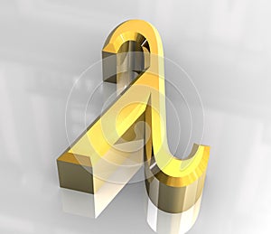 Lambda symbol in gold (3d)