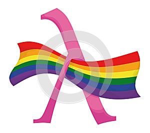 Lambda symbol on rainbow flags to promote LGBTIQ rights, Vector illustration