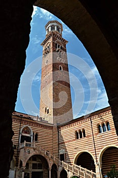 The Lamberti Tower in Verona, Italy