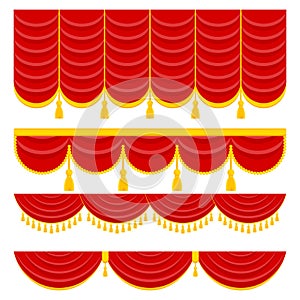 Lambrequin and pelmet for red curtains