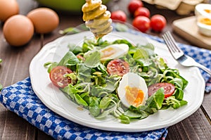 Lambs lettuce salad, hard-boiled eggs