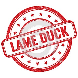 LAME DUCK text on red grungy round rubber stamp