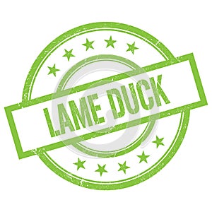 LAME DUCK text written on green vintage stamp