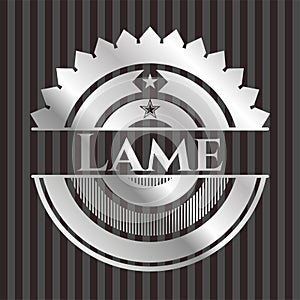 Lame silvery emblem or badge. Vector Illustration. Mosaic