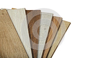 Laminate background. Samples of laminate or parquet with a pattern and wood texture for flooring and interior design. Production photo