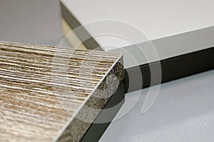 Laminate background. Samples of laminate with a pattern and wood texture for flooring and interior design