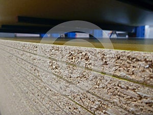 Laminated chipboard in the factory