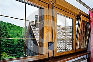 Laminated PVC windows in villagr house