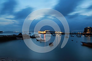 Lamma island, in hong kong, view of night in suburb, outlying island