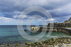 Lamorna cove shattered breakwater