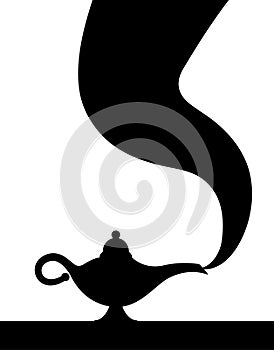 Lamp aladdin magic vector icon smoke. Aladin genie lamp bottle wish cartoon illustration photo