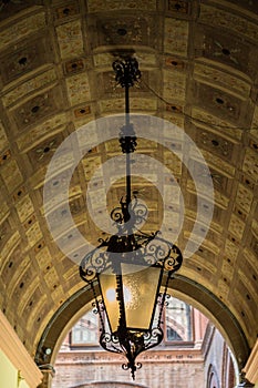 Lamp in the Arcades of Bologna Emilia Romagna Italy