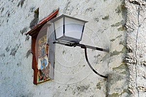 Lamp and art detail along the Old Town Wall Lucern