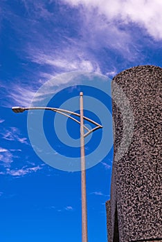 Lamp with blue sky and cloudy