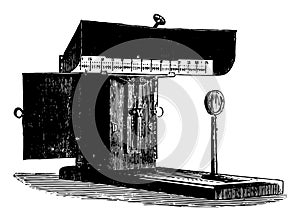 Lamp Box is to demonstrate a galvanometer,  vintage engraving