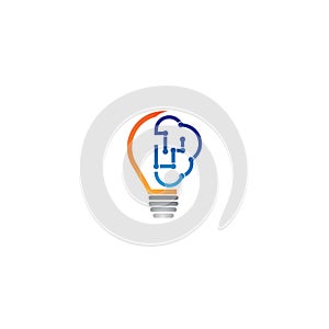 Lamp brain logo template photo