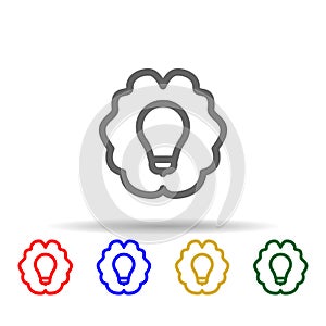 Lamp brain multi color style icon. Simple thin line, outline vector of web icons for ui and ux, website or mobile application