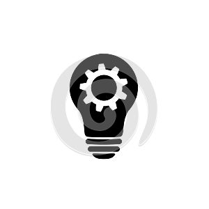 Lamp bulb with gear icon. Woking idea symbol
