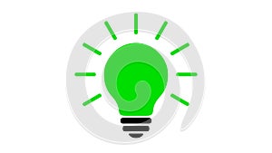 Lamp bulb turns on and off, blink, simple flat icon in 5 different colors. Idea sign, cartoon icon. Lamp animated pictogram on