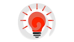 Lamp bulb turns on and off, blink, simple flat icon in 5 different colors. Idea sign, cartoon icon. Lamp animated pictogram on