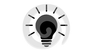 Lamp bulb turns on and off, blink, simple flat icon. Idea sign, cartoon icon. Gloving incandescent lamp animated pictogram on