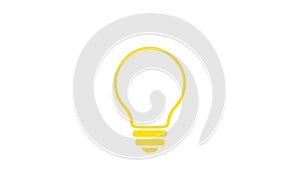 Lamp bulb turns on and off, blink, simple outline flat icon in 5 different colors. Idea sign, cartoon icon.Animated pictogram on