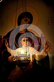 Lamp burning before the icon of Our Lady