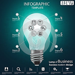 Lamp of Business Success modern design Idea and Concept Vector illustration Infographic template with icon.