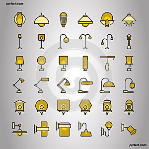 Lamp Color Line Icons perfect pixel.