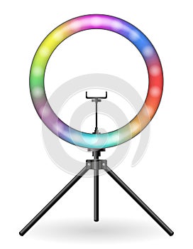 Lamp flash for selfie shooting bloggers vector illustration