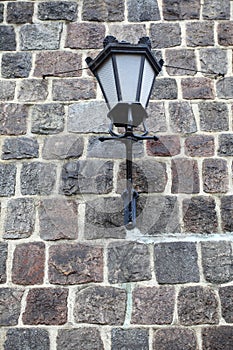 Lamp grunge stone wall background