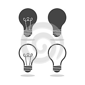 Lamp icon set. Idea lamp icon with shadow