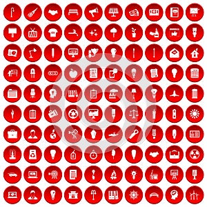 100 lamp icons set red