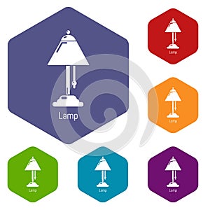 Lamp icons vector hexahedron