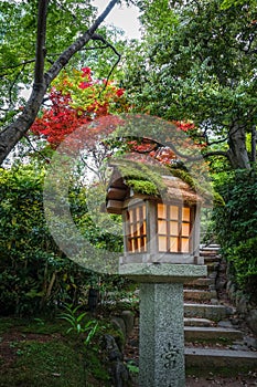 Lamp in Jojakko-ji temple, Kyoto, Japan