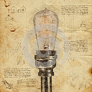 Lampada la luce lampadina antico disegno stile 