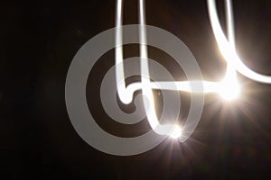 Lamp light in the dark on a long exposure close-up