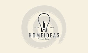 Lamp light ideas with home house lines logo vector icon symbol graphic design illustration