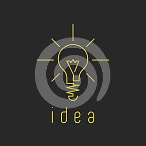 Lamp light mockup yellow business logo, fresh innovation idea icon