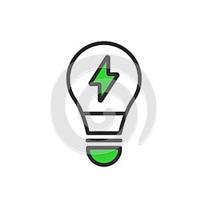 Lamp, in line design, green. Lamp, Light, Bulb, Illuminate, Lighting, Fixture, Glow on white background vector. Lamp photo
