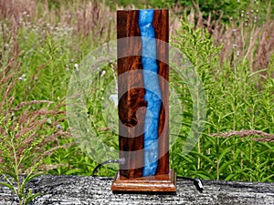 Lamp made of solid wood sucupira and epoxy resin photo