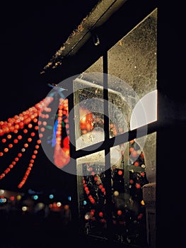 the lamp in the night. festival, electronic, red, latren, light. photo