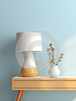 lamp nightlight gracefully placed on a counter against a backdrop of simple, minimalist design.