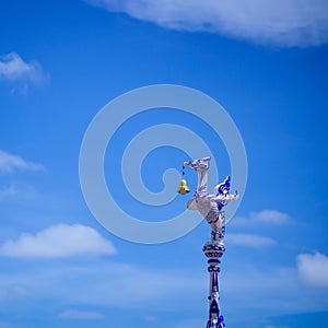 Lamp post. A beautiful vintage thai lighting pole of a beautiful swan or kinnaree, Thai mytical creature, at Thai temple