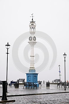 Lamp post and clock tower victorian style at maritime custom quay greenock inverclyde coast sea ocean uk