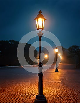 Lamp-Post. Lamp post lit at night