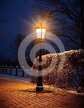 Lamp-Post. Lamp post lit at night
