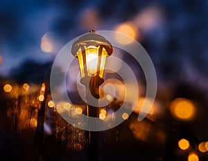 Lamp-Post. Lamp post lit at night