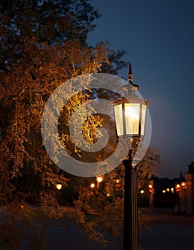 Lamp-Post. Lamp post lit at night