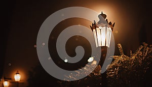 Lamp-Post. Lamp post lit at night